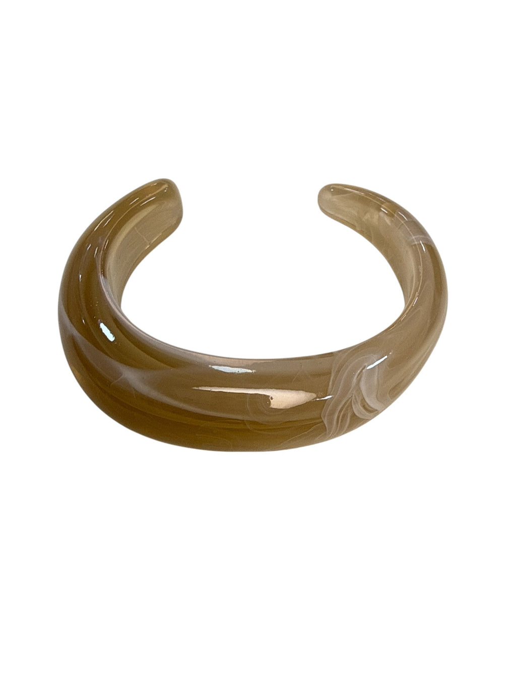 Bracelete Resina Bege Marmorizado Maria Paola