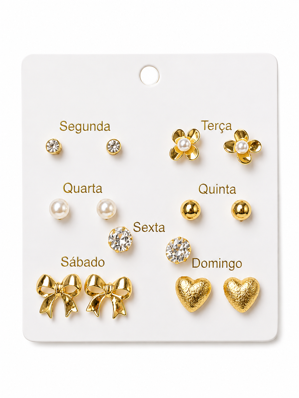 Kit Dourado Brincos Semaninha