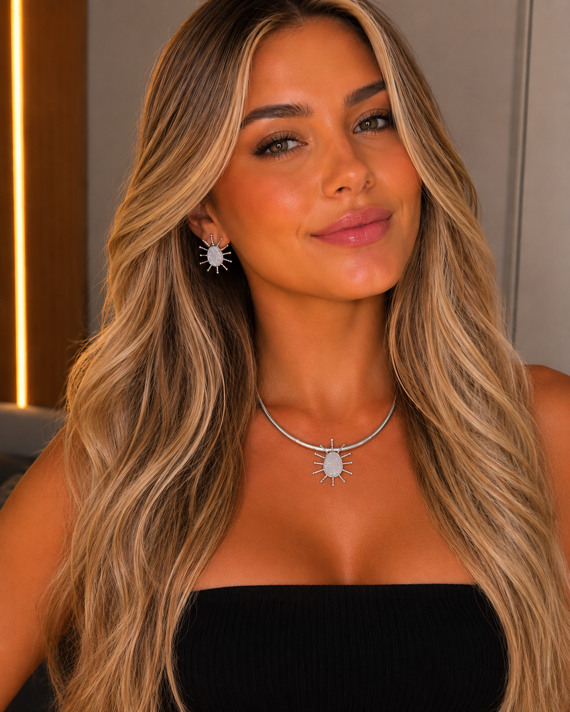 Conjunto Prata Colar + Brinco Maria Marcele